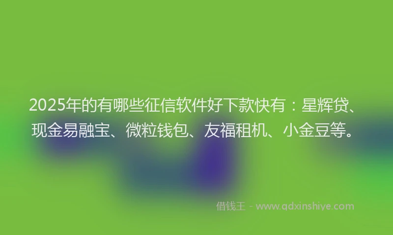 2025年的有哪些征信软件好下款快有：星辉贷、现金易融宝、微粒钱包、友福租机、小金豆等。