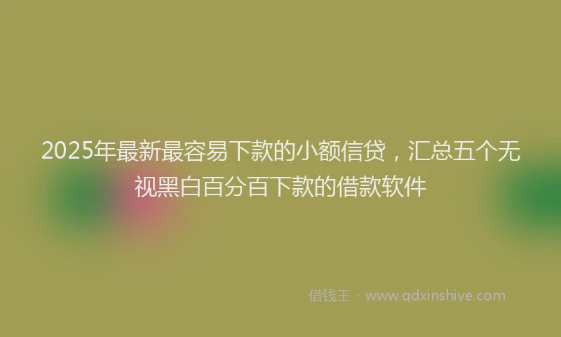 2025年最新最容易下款的小额信贷，汇总五个无视黑白百分百下款的借款软件