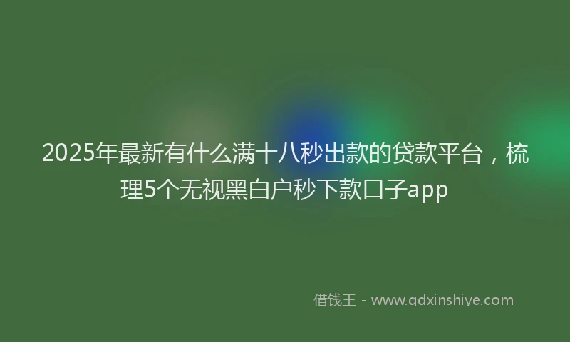 2025年最新有什么满十八秒出款的贷款平台，梳理5个无视黑白户秒下款口子app