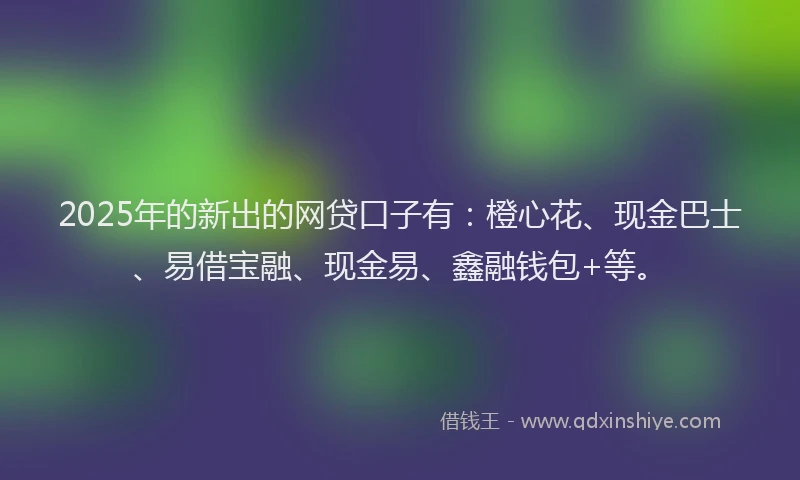 2025年的新出的网贷口子有：橙心花、现金巴士、易借宝融、现金易、鑫融钱包+等。