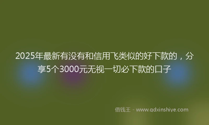 2025年最新有没有和信用飞类似的好下款的，分享5个3000元无视一切必下款的口子