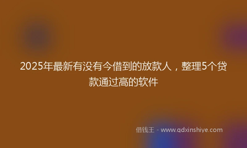 2025年最新有没有今借到的放款人，整理5个贷款通过高的软件