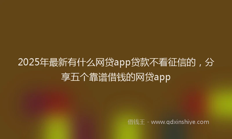 2025年最新有什么网贷app贷款不看征信的，分享五个靠谱借钱的网贷app