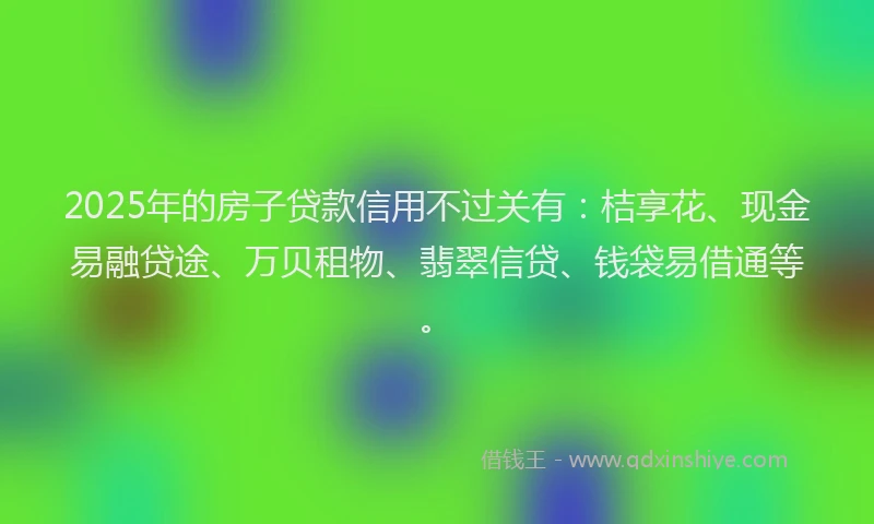 2025年的房子贷款信用不过关有：桔享花、现金易融贷途、万贝租物、翡翠信贷、钱袋易借通等。