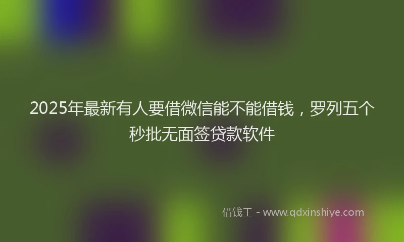 2025年最新有人要借微信能不能借钱，罗列五个秒批无面签贷款软件