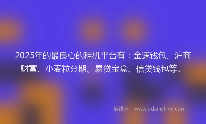 2025年的最良心的租机平台有：金速钱包、沪商财富、小麦粒分期、易贷宝盒、信贷钱包等。