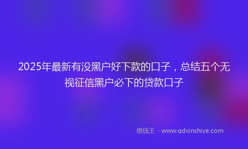 2025年最新有没黑户好下款的口子，总结五个无视征信黑户必下的贷款口子