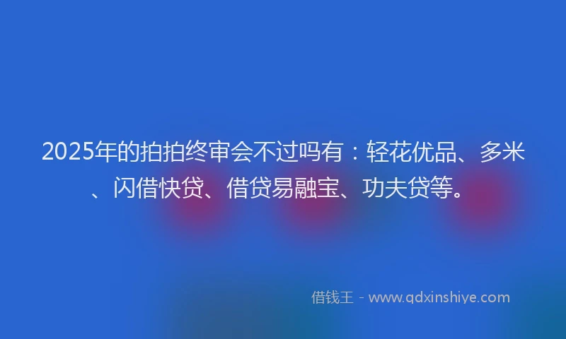2025年的拍拍终审会不过吗有：轻花优品、多米、闪借快贷、借贷易融宝、功夫贷等。
