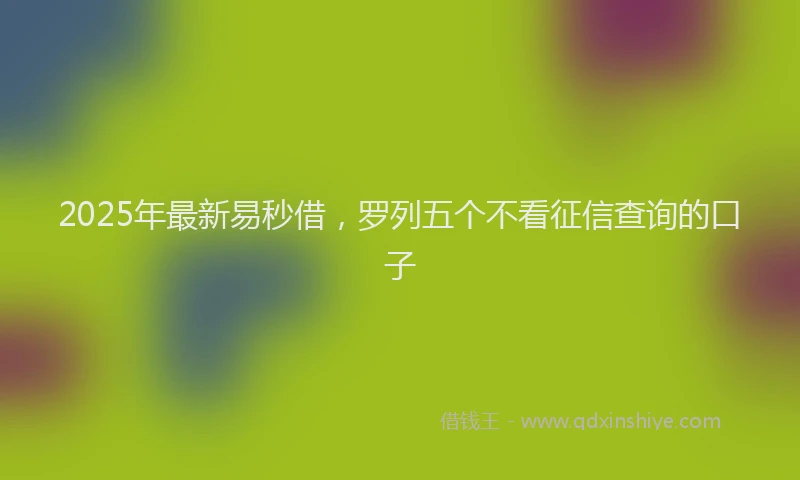 2025年最新易秒借，罗列五个不看征信查询的口子