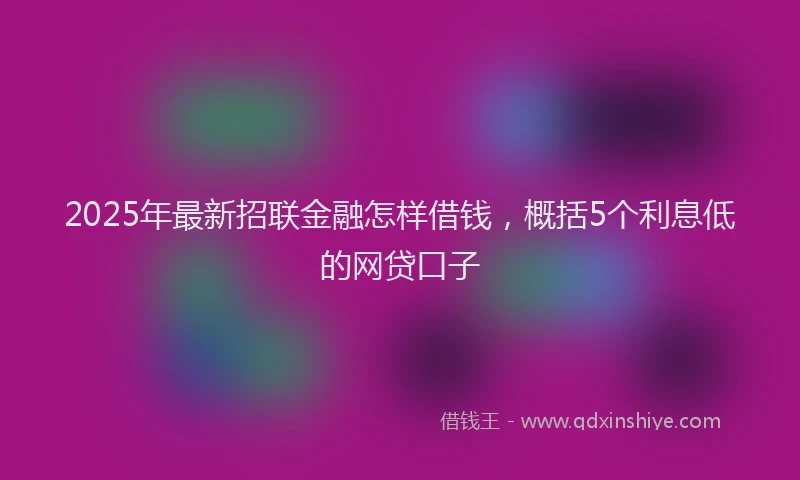 2025年最新招联金融怎样借钱，概括5个利息低的网贷口子