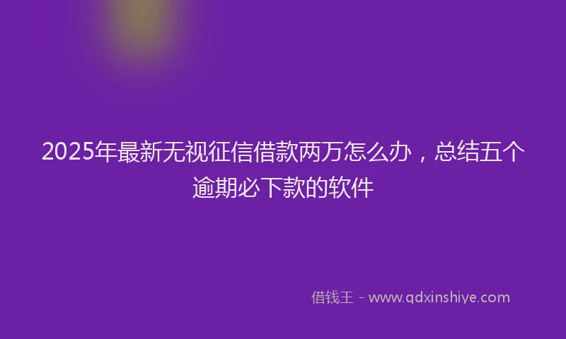 2025年最新无视征信借款两万怎么办，总结五个逾期必下款的软件