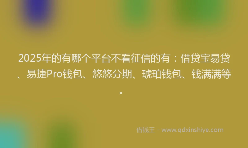2025年的有哪个平台不看征信的有：借贷宝易贷、易捷Pro钱包、悠悠分期、琥珀钱包、钱满满等。