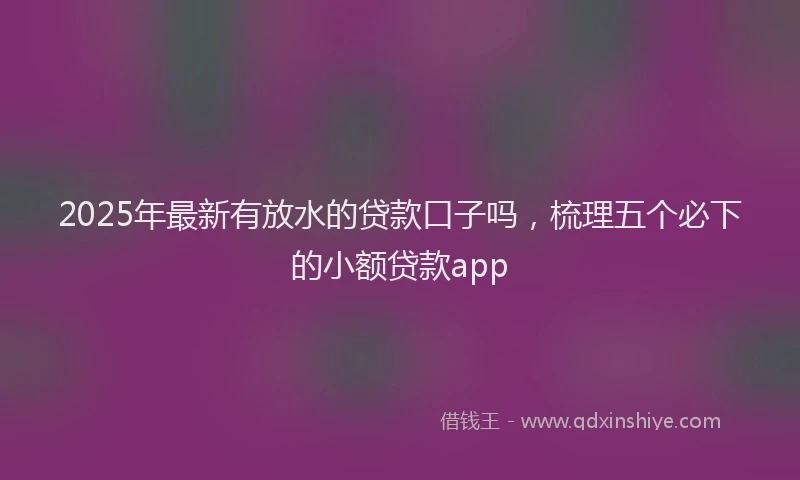 2025年最新有放水的贷款口子吗，梳理五个必下的小额贷款app