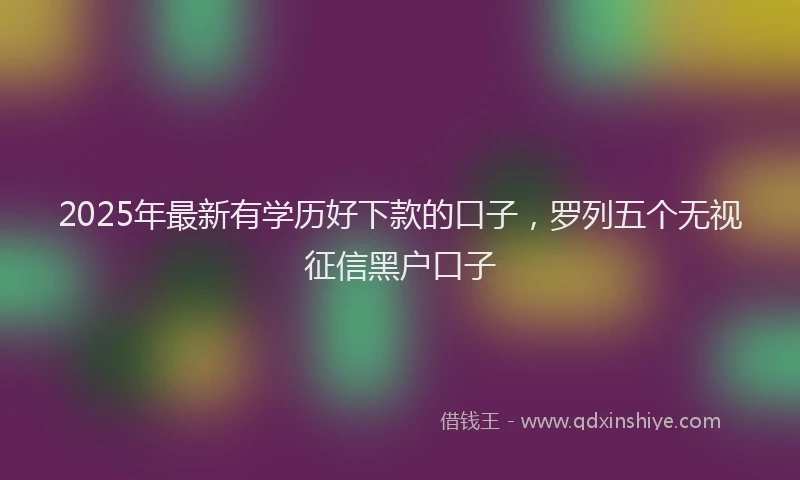2025年最新有学历好下款的口子，罗列五个无视征信黑户口子