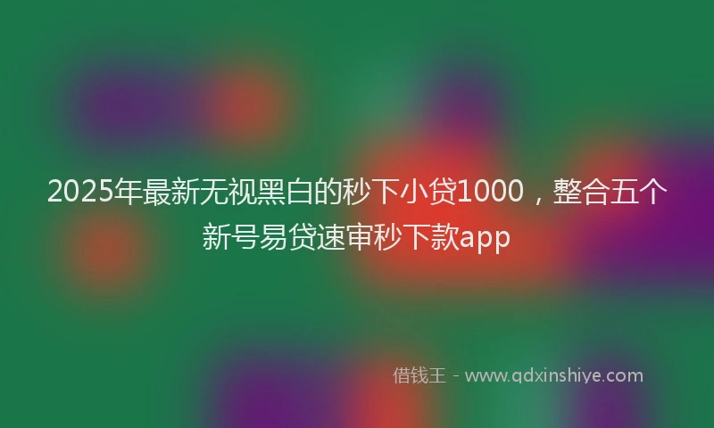2025年最新无视黑白的秒下小贷1000，整合五个新号易贷速审秒下款app