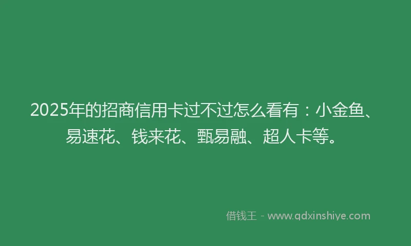 2025年的招商信用卡过不过怎么看有：小金鱼、易速花、钱来花、甄易融、超人卡等。
