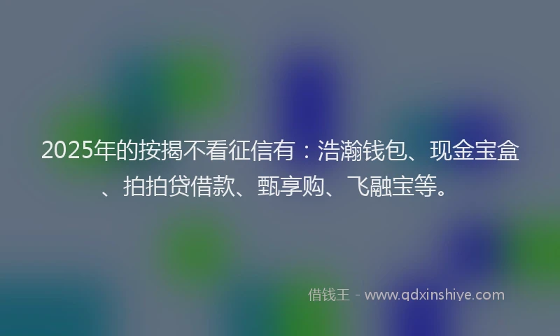 2025年的按揭不看征信有：浩瀚钱包、现金宝盒、拍拍贷借款、甄享购、飞融宝等。