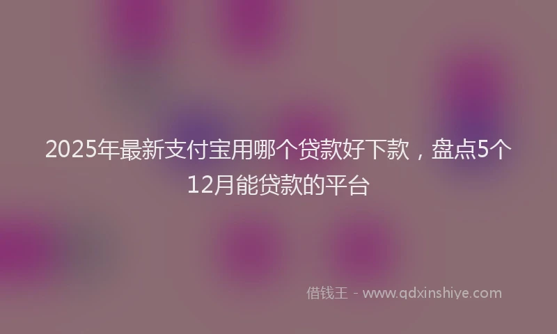 2025年最新支付宝用哪个贷款好下款,盘点5个12月能贷款的平台