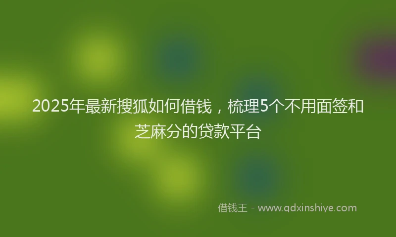 2025年最新搜狐如何借钱，梳理5个不用面签和芝麻分的贷款平台
