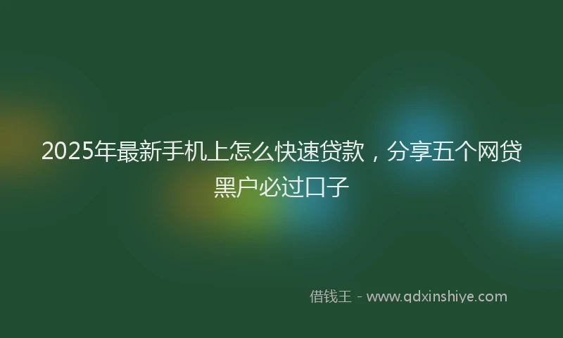 2025年最新手机上怎么快速贷款，分享五个网贷黑户必过口子