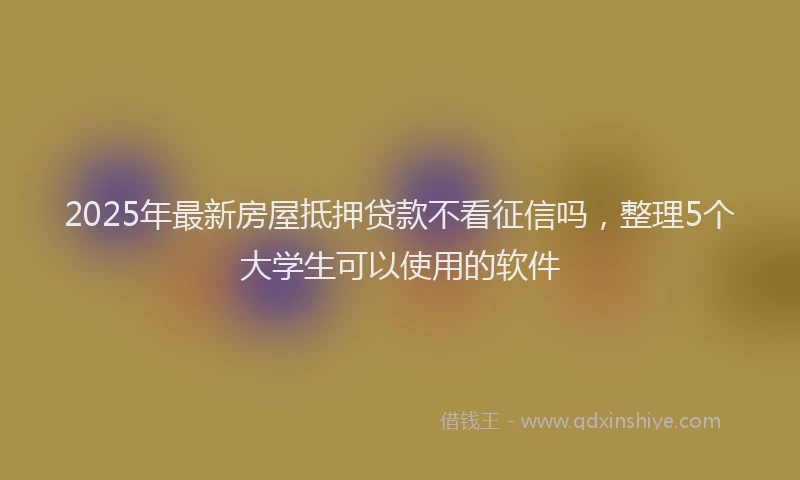 2025年最新房屋抵押贷款不看征信吗，整理5个大学生可以使用的软件
