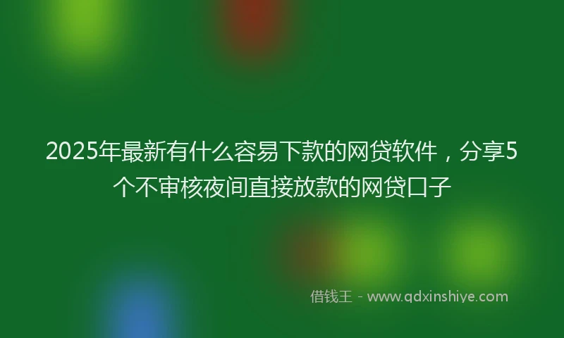 2025年最新有什么容易下款的网贷软件，分享5个不审核夜间直接放款的网贷口子
