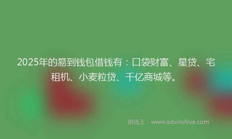 2025年的易到钱包借钱有：口袋财富、星贷、宅租机、小麦粒贷、千亿商城等。