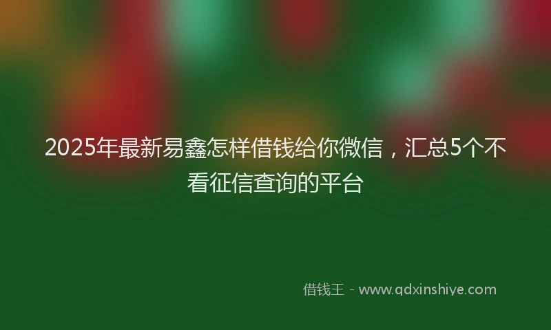2025年最新易鑫怎样借钱给你微信，汇总5个不看征信查询的平台