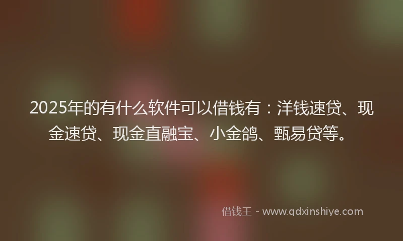 2025年的有什么软件可以借钱有：洋钱速贷、现金速贷、现金直融宝、小金鸽、甄易贷等。