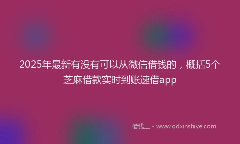 2025年最新有没有可以从微信借钱的，概括5个芝麻借款实时到账速借app