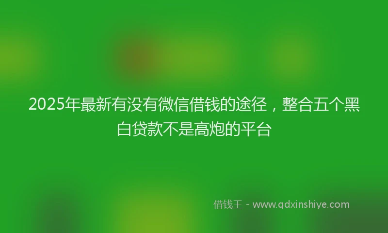 2025年最新有没有微信借钱的途径，整合五个黑白贷款不是高炮的平台