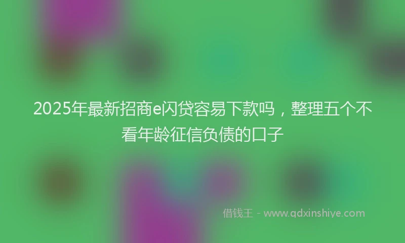 2025年最新招商e闪贷容易下款吗，整理五个不看年龄征信负债的口子
