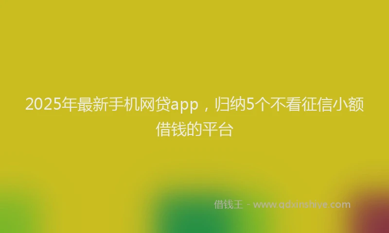 2025年最新手机网贷app，归纳5个不看征信小额借钱的平台