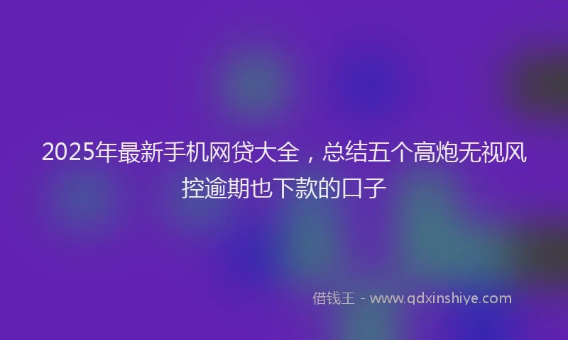 2025年最新手机网贷大全，总结五个高炮无视风控逾期也下款的口子