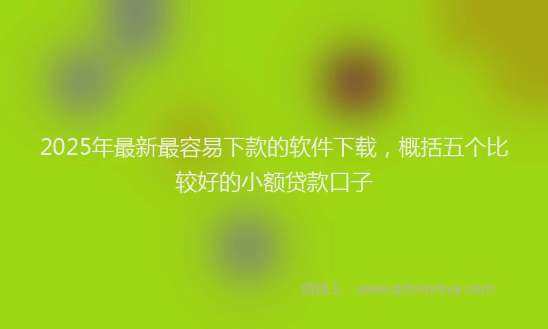 2025年最新最容易下款的软件下载，概括五个比较好的小额贷款口子