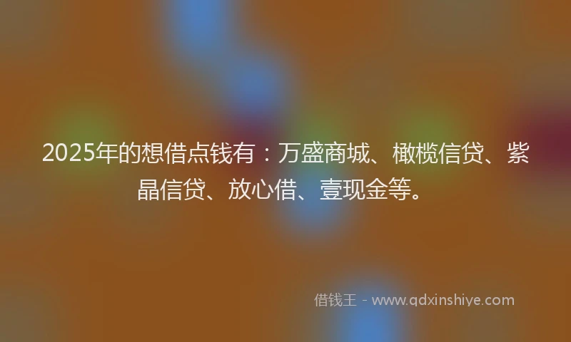 2025年的想借点钱有：万盛商城、橄榄信贷、紫晶信贷、放心借、壹现金等。