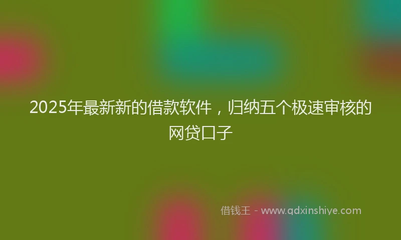 2025年最新新的借款软件，归纳五个极速审核的网贷口子