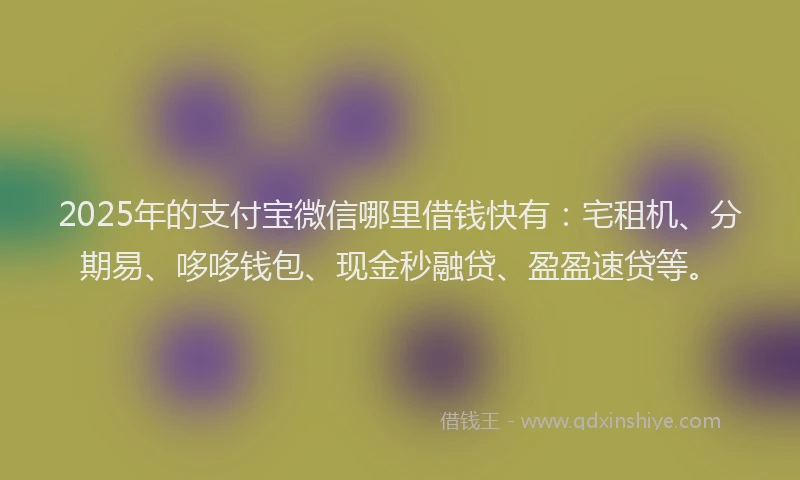 2025年的支付宝微信哪里借钱快有：宅租机、分期易、哆哆钱包、现金秒融贷、盈盈速贷等。