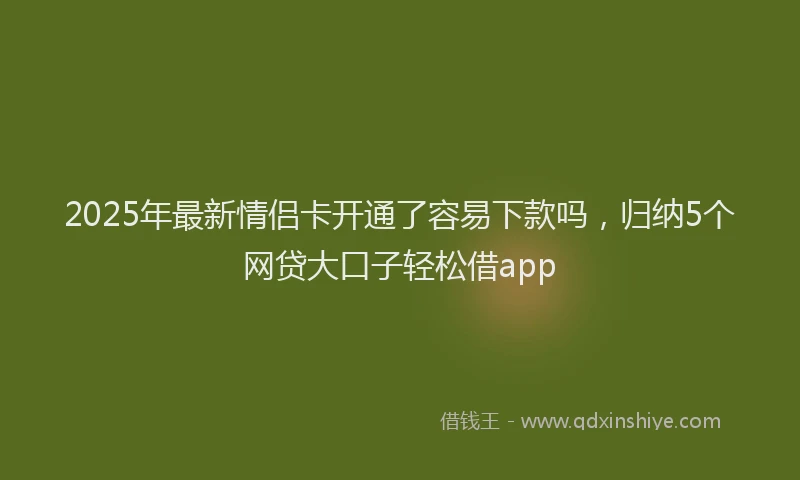 2025年最新情侣卡开通了容易下款吗，归纳5个网贷大口子轻松借app