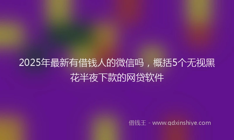 2025年最新有借钱人的微信吗，概括5个无视黑花半夜下款的网贷软件
