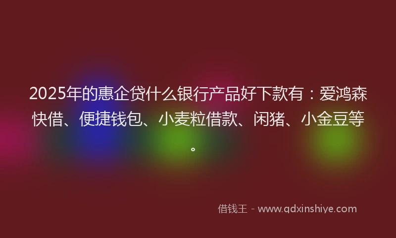 2025年的惠企贷什么银行产品好下款有：爱鸿森快借、便捷钱包、小麦粒借款、闲猪、小金豆等。