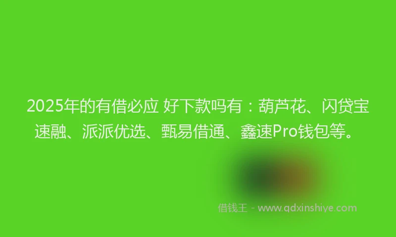 2025年的有借必应 好下款吗有：葫芦花、闪贷宝速融、派派优选、甄易借通、鑫速Pro钱包等。