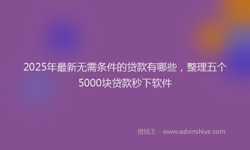 2025年最新无需条件的贷款有哪些，整理五个5000块贷款秒下软件