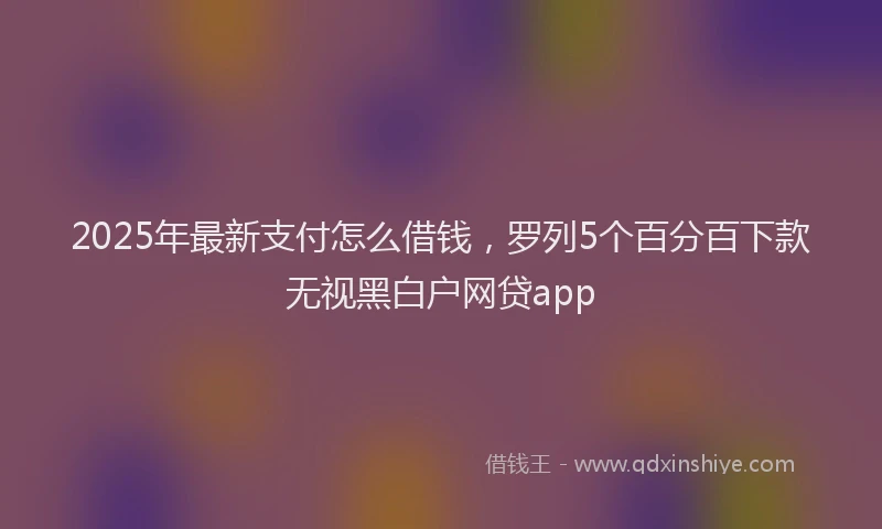 2025年最新支付怎么借钱，罗列5个百分百下款无视黑白户网贷app