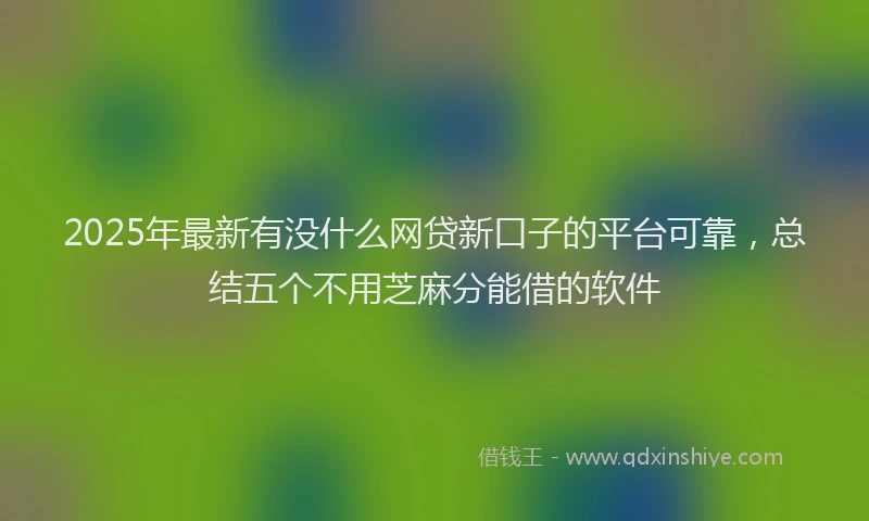 2025年最新有没什么网贷新口子的平台可靠，总结五个不用芝麻分能借的软件