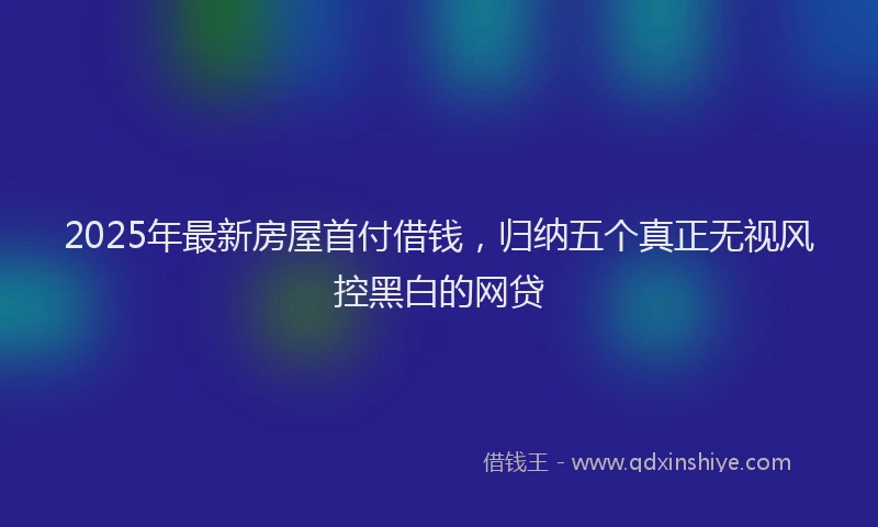 2025年最新房屋首付借钱，归纳五个真正无视风控黑白的网贷