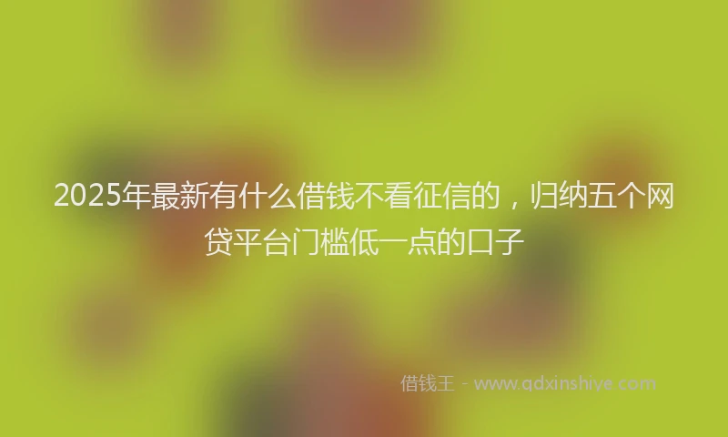 2025年最新有什么借钱不看征信的，归纳五个网贷平台门槛低一点的口子