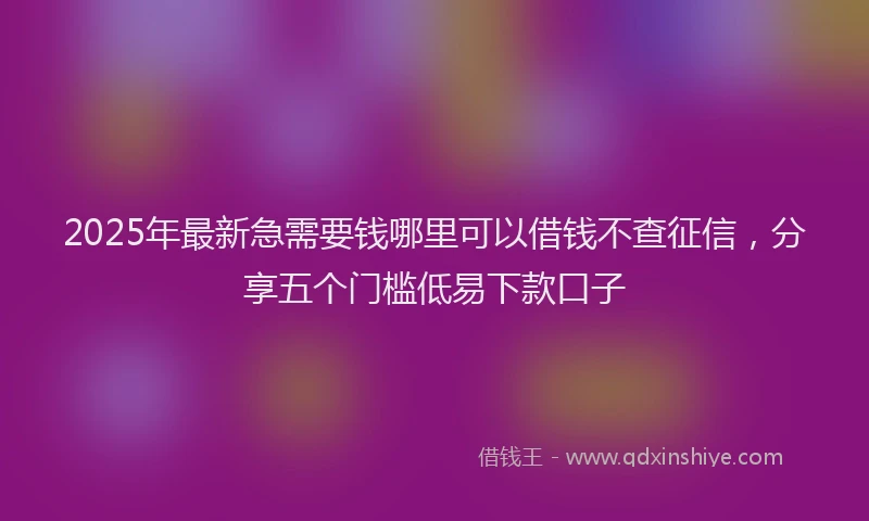2025年最新急需要钱哪里可以借钱不查征信，分享五个门槛低易下款口子