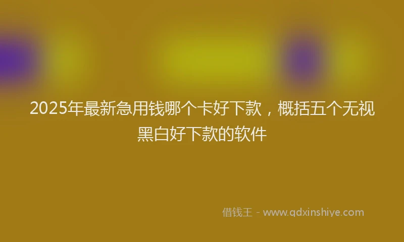 2025年最新急用钱哪个卡好下款，概括五个无视黑白好下款的软件