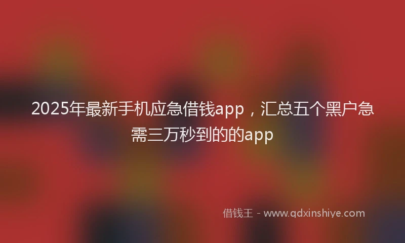 2025年最新手机应急借钱app，汇总五个黑户急需三万秒到的的app